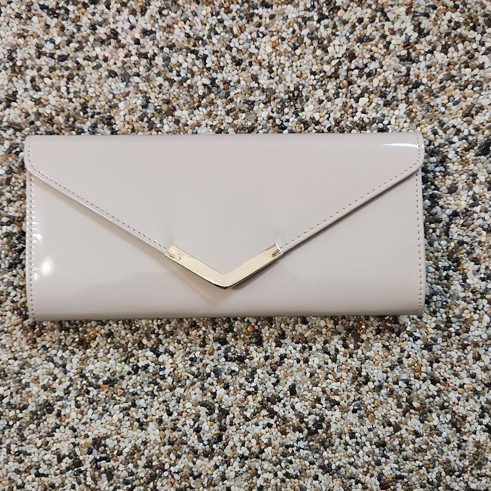 Aldo faux patent leather clutch